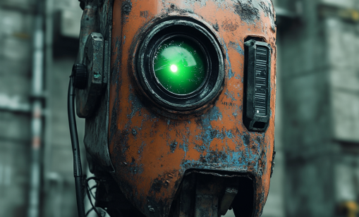 robot with green eye