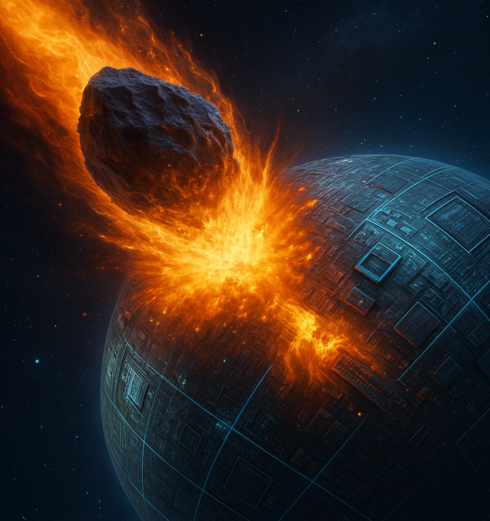 azurite crashing into a planet
